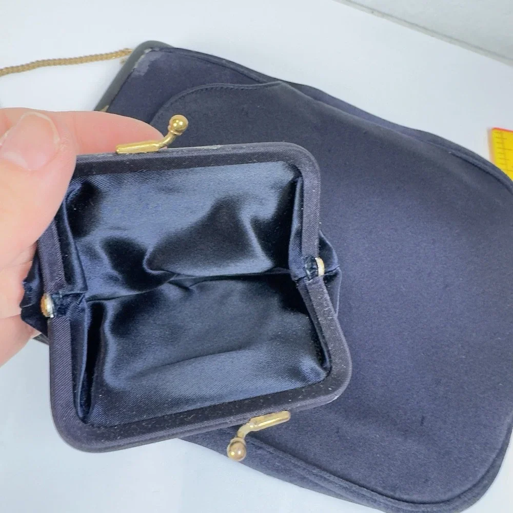 VTG 50s Koret Evening Purse + Coin Purse Julius Garfinckel DC Purple + Gold Trim